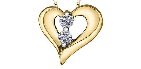 10K YELLOW GOLD DIAMOND HEART PENDANT