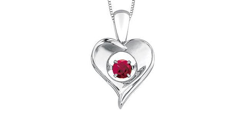 S/S HEART W RUBY JULY