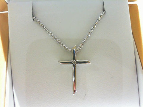 WHITE  ICE STERLING SILVER CROSS WITH SMALL DIAMONDAND CHAIN