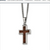 Stainless steel polished with wood inlay cross 24in