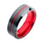 Red Aluminum Inlay Black IP Steel Beveled Comfort Fit Ring