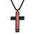 Dante - Black and Red Matte Thin Red Line Cross Pendant with Round Box Chain