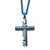 Blue Plated Damascus Cross Pendant with Blue Round Wheat Chain