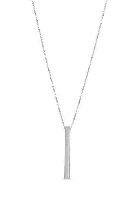 10K WHITE GOLD 3D BAR NECKLACE